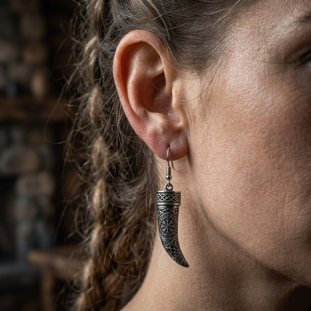 Viking Drinking Horn Dangle Earrings