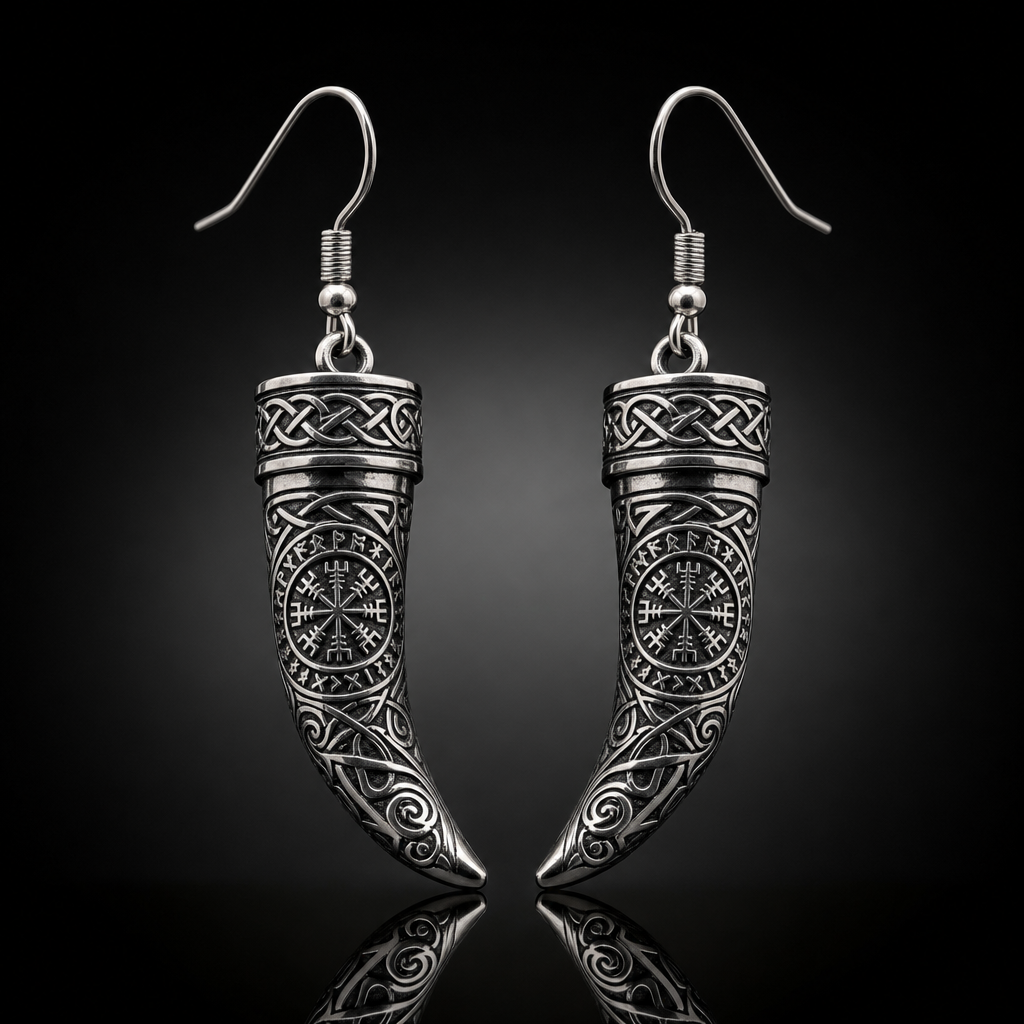 Viking Drinking Horn Dangle Earrings