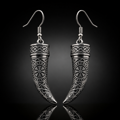 Viking Drinking Horn Dangle Earrings