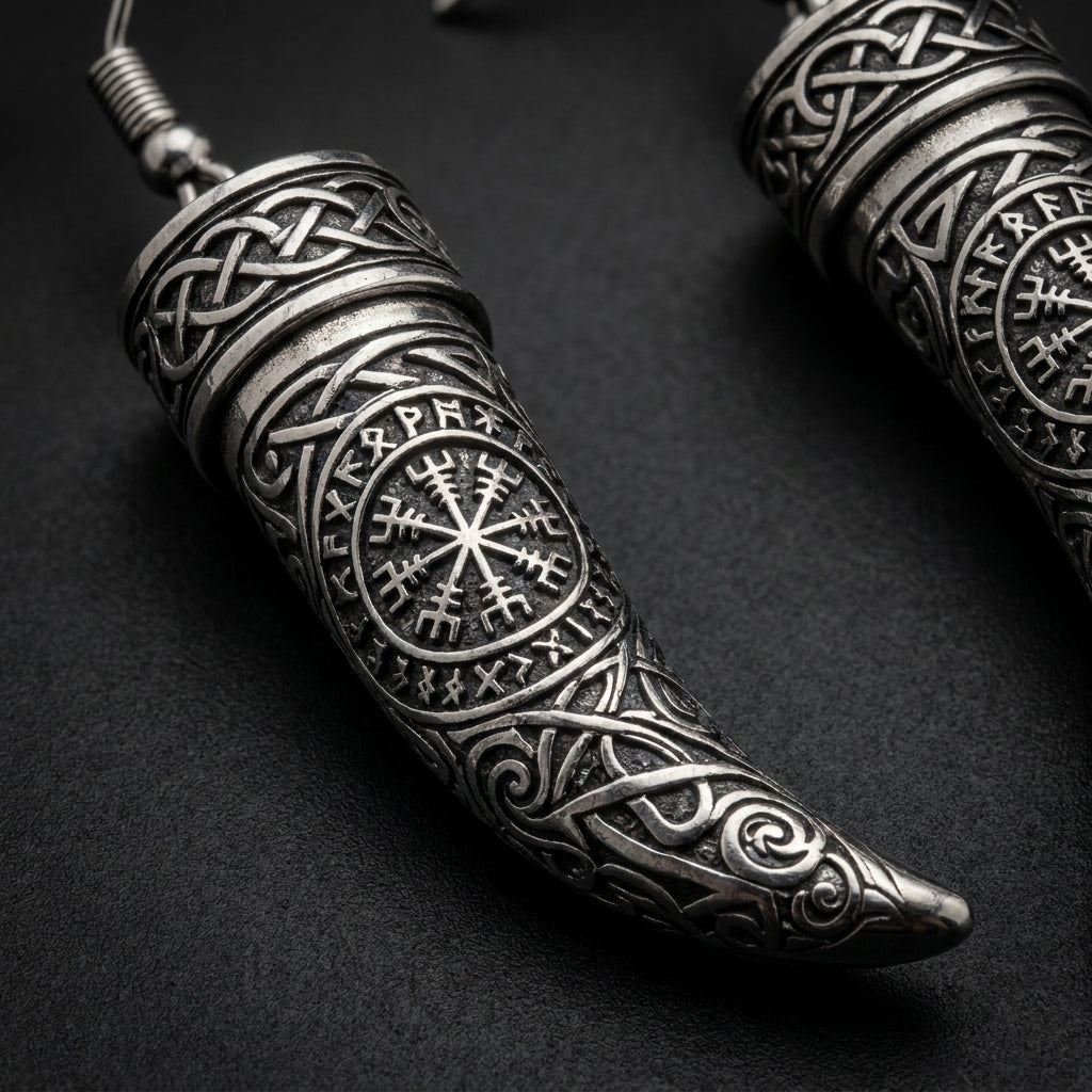 Viking Drinking Horn Dangle Earrings