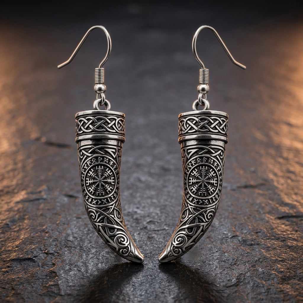 Viking Drinking Horn Dangle Earrings