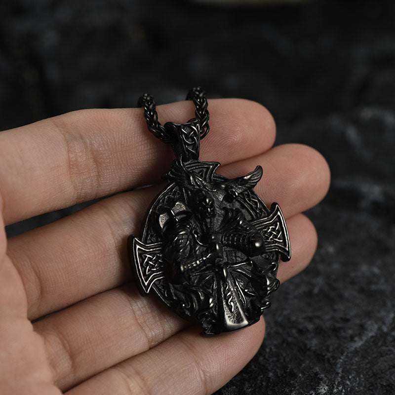 Norse Viking Odin Cross Pendant Necklace for Men
