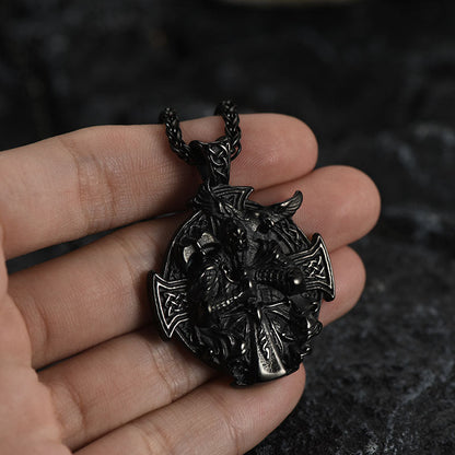 Norse Viking Odin Cross Pendant Necklace for Men