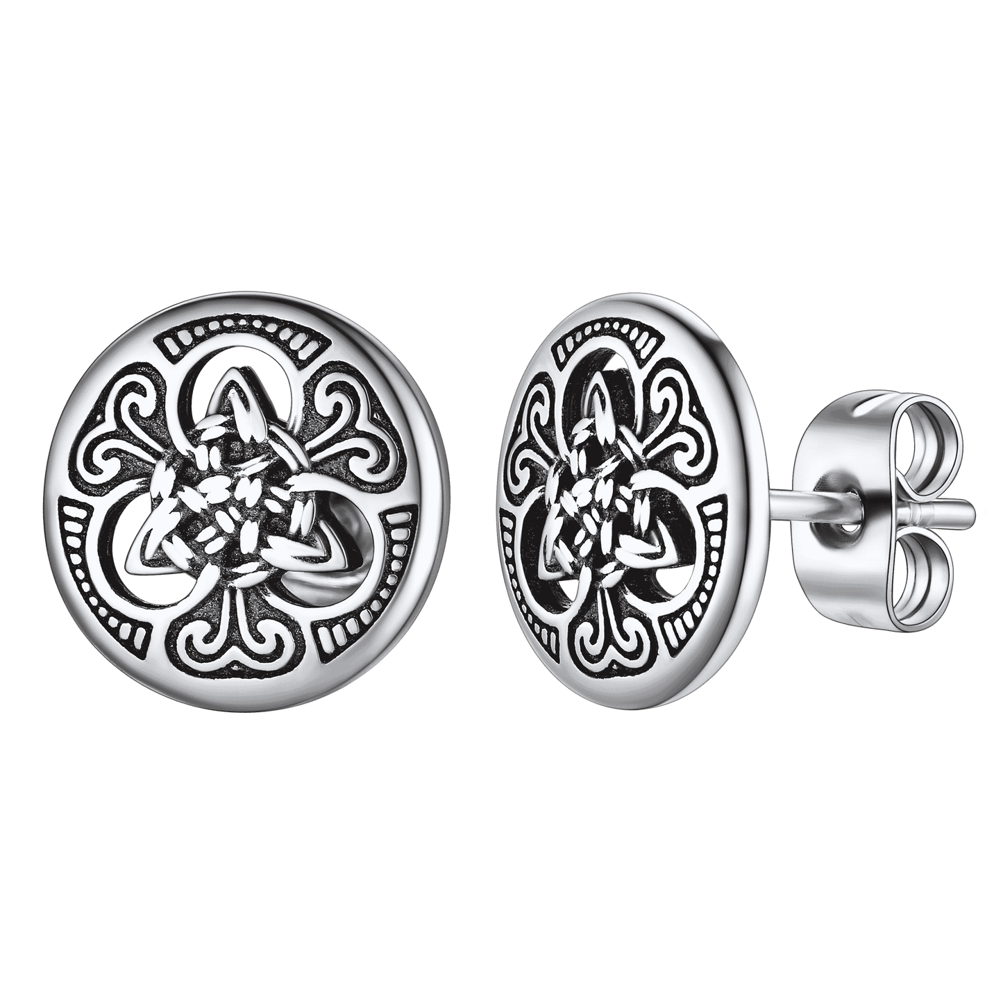 Round Irish Celtic Knot Stud Earrings For Men