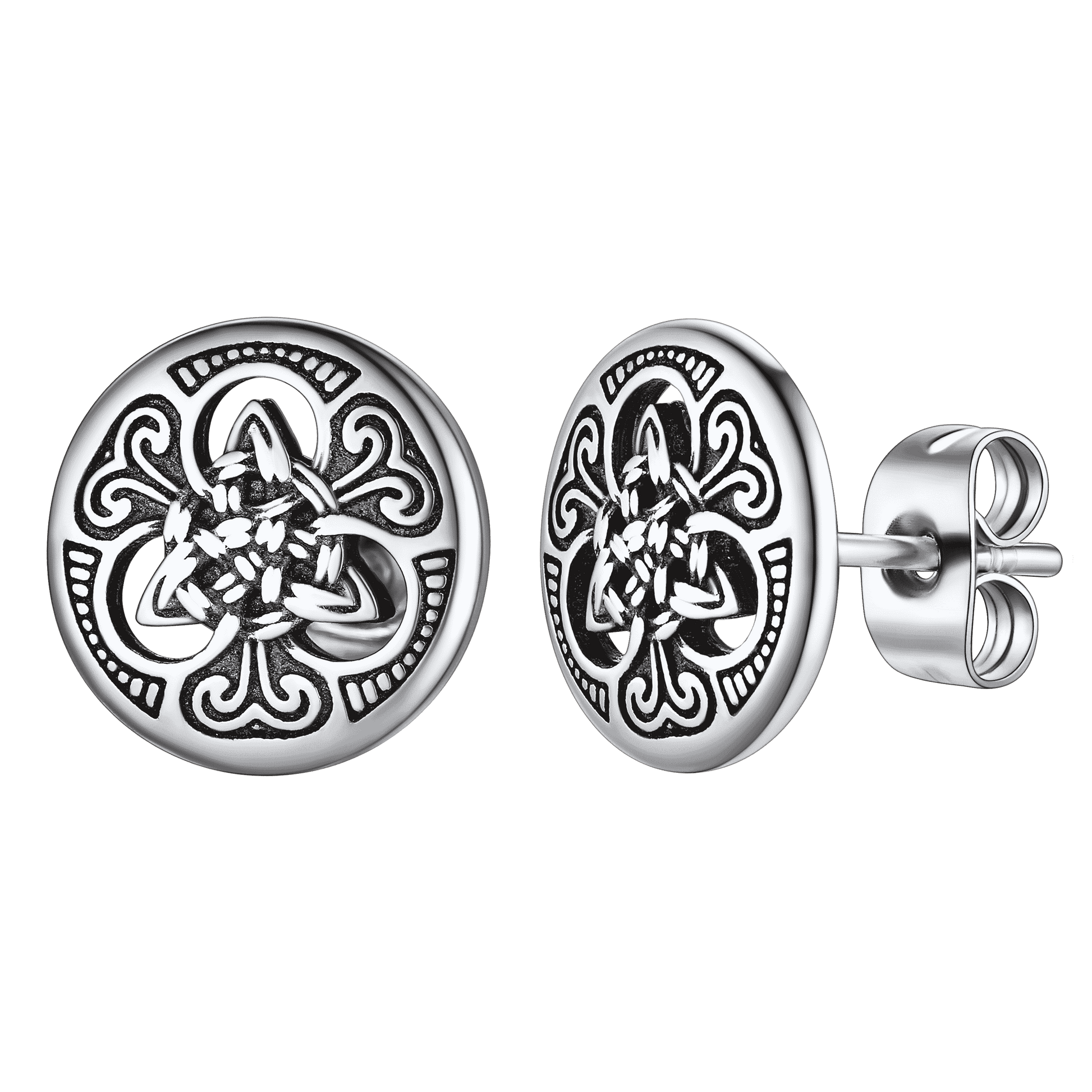 Round Irish Celtic Knot Stud Earrings For Men