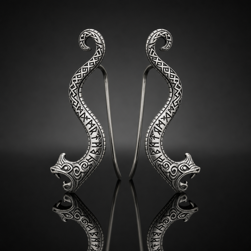 Jörmungandr Serpent Ear Climber Earrings