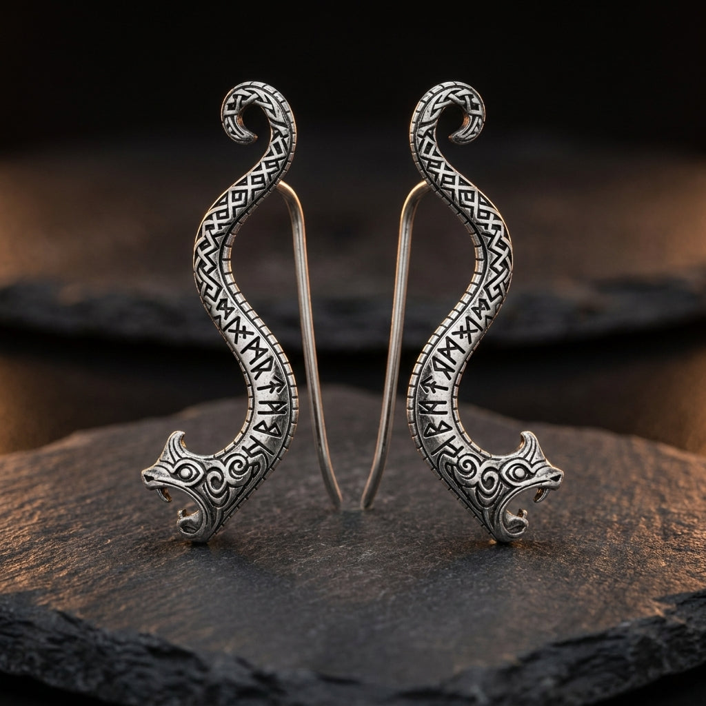 Jörmungandr Serpent Ear Climber Earrings