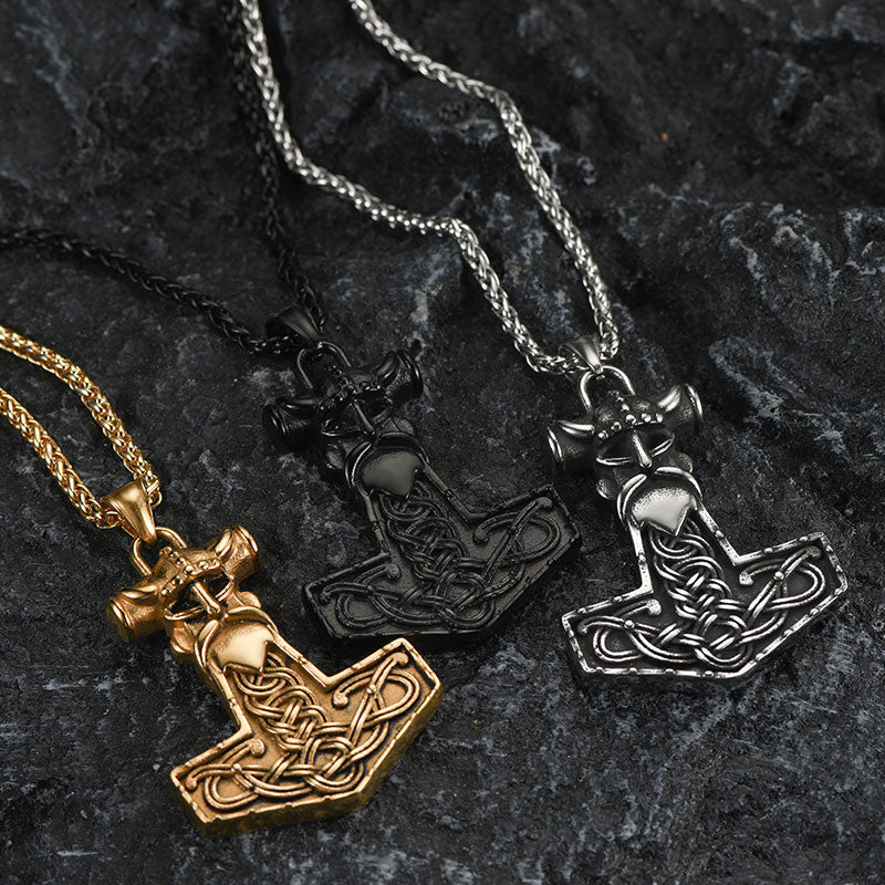 Viking Mjolnir Thor Hammer Necklace Odin Pendant For Men
