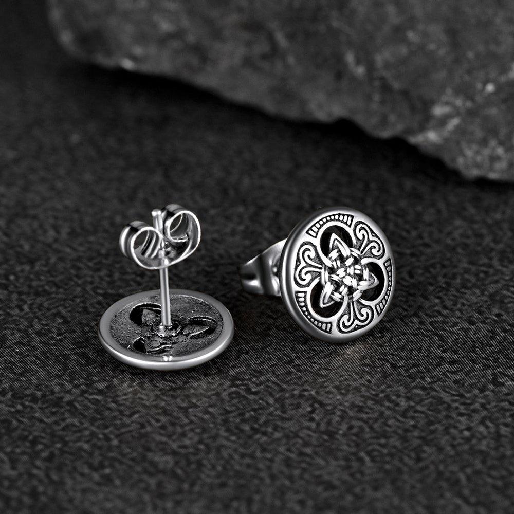 Round Irish Celtic Knot Stud Earrings For Men