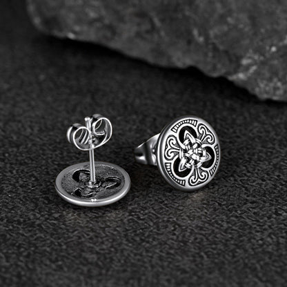 Round Irish Celtic Knot Stud Earrings For Men