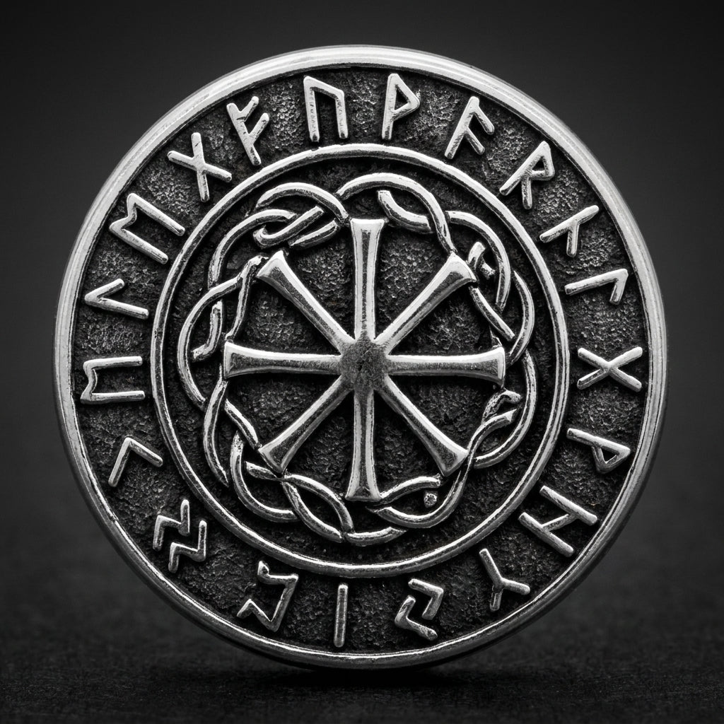 Viking Sunwheel Rune Stud Earrings