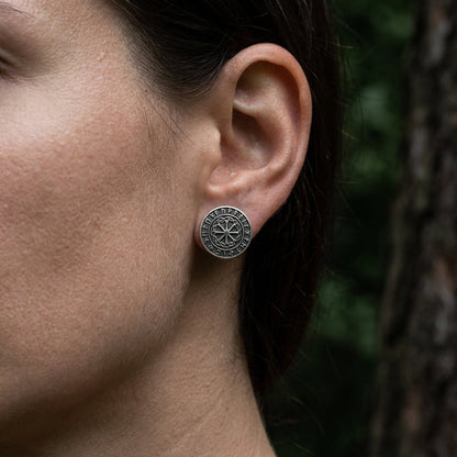 Viking Sunwheel Rune Stud Earrings