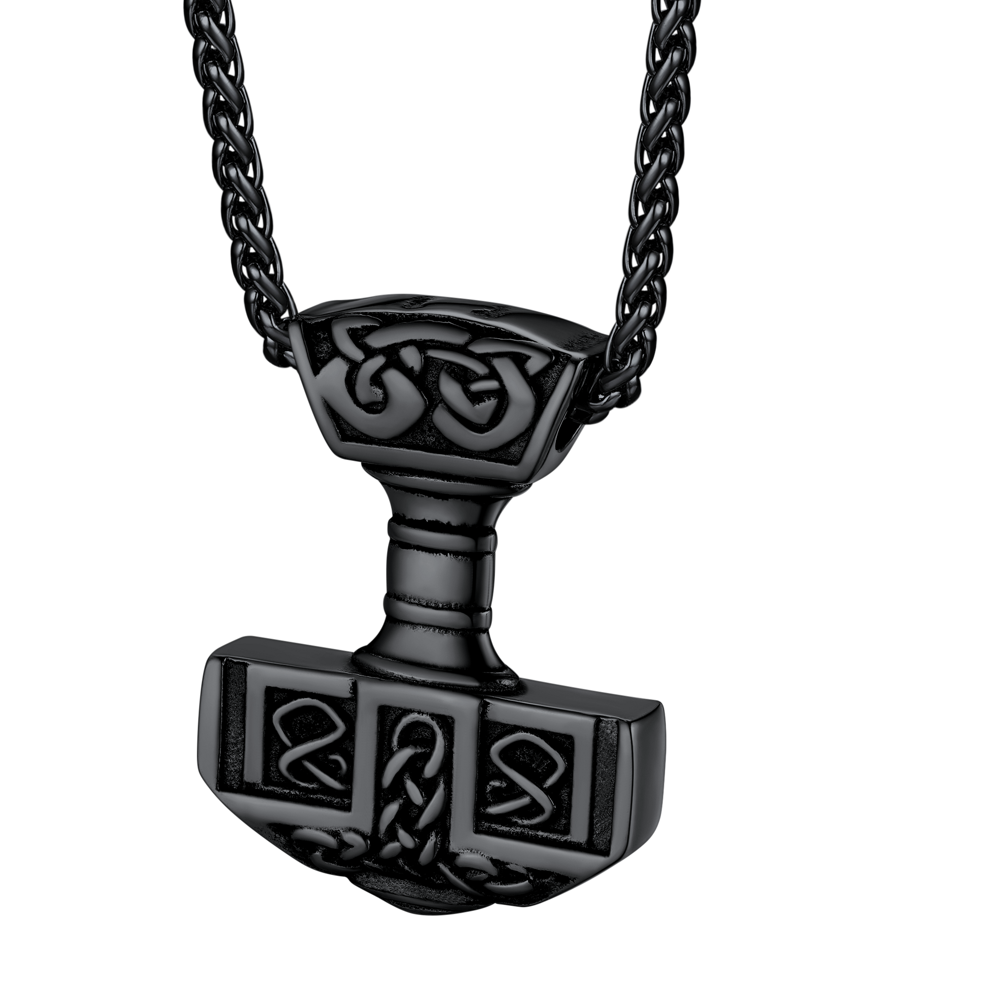 FaithHeart Norse Viking Thor's Hammer Necklace Mjolnir Pendant for Men