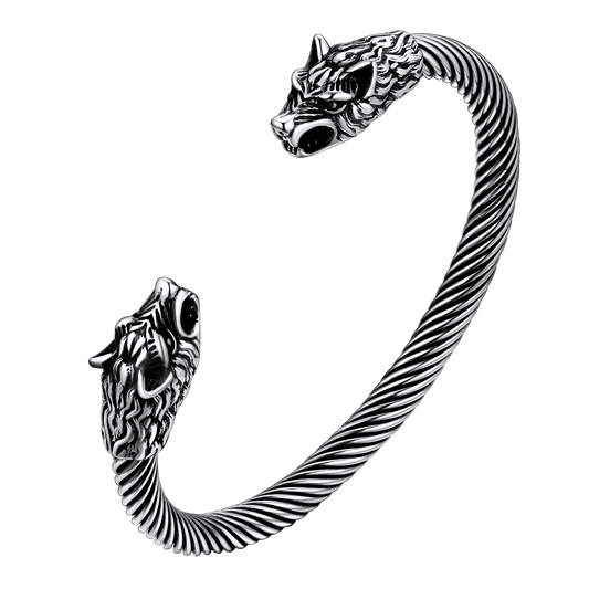 Viking Wolf Head Arm Ring Cuff Bracelet For Men
