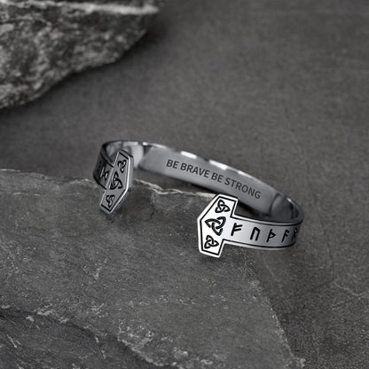FaithHeart Viking Futhark Runes Cuff Bracelet For Men