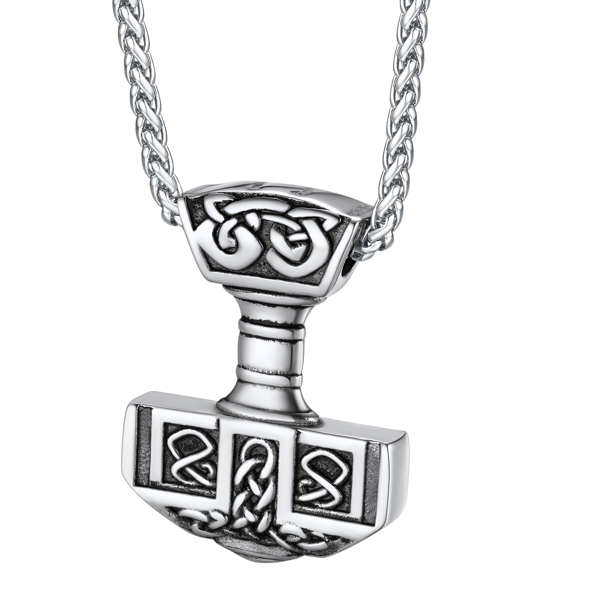 FaithHeart Norse Viking Thor's Hammer Necklace Mjolnir Pendant for Men