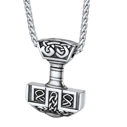 FaithHeart Norse Viking Thor's Hammer Necklace Mjolnir Pendant for Men