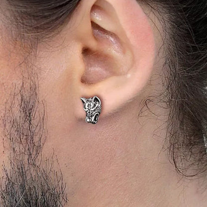 Viking Wolf Stud Earrings For Men