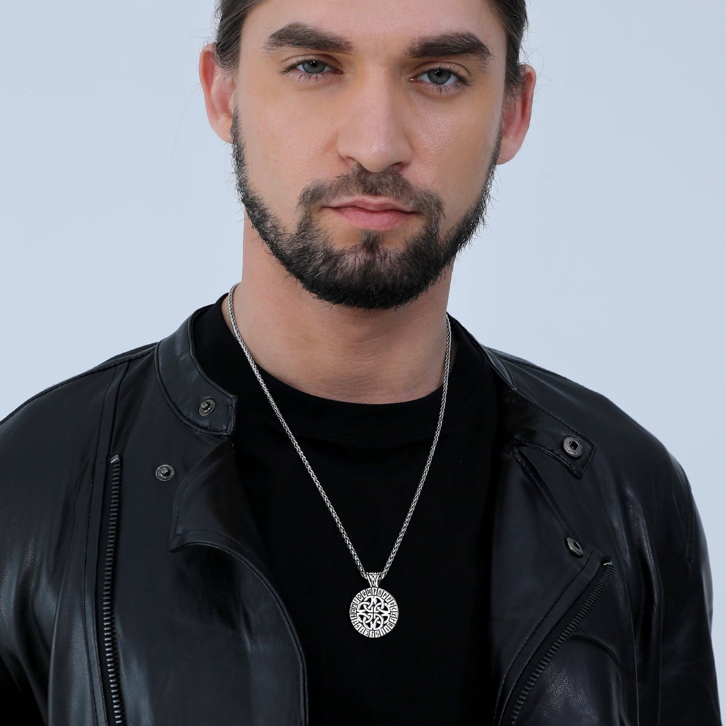 Irish Celtic Knot Necklace with Viking Runes For Men