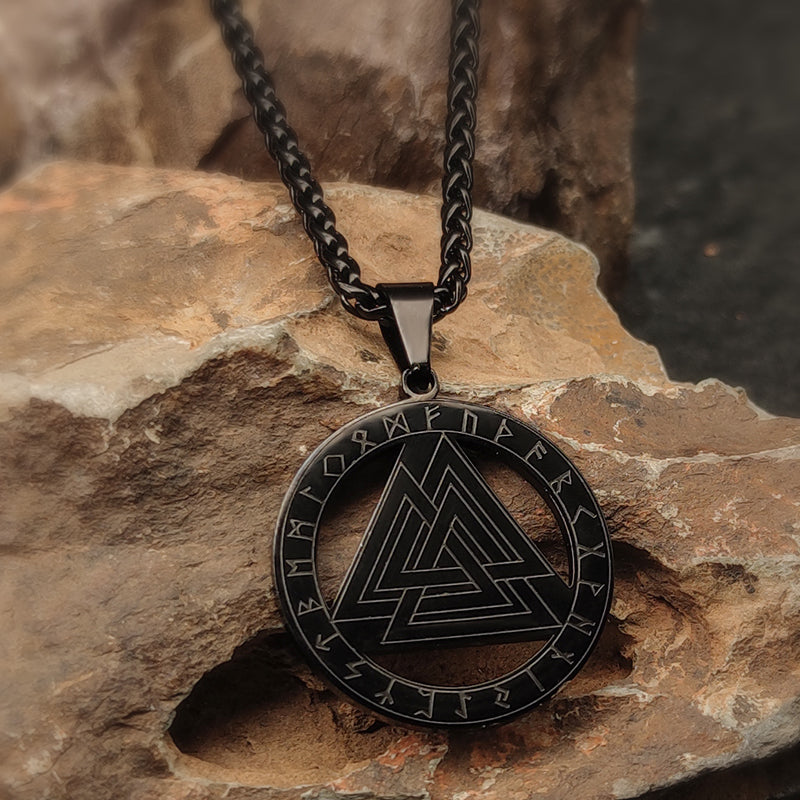 FaithHeart Viking Rune Valknut Necklace for Men
