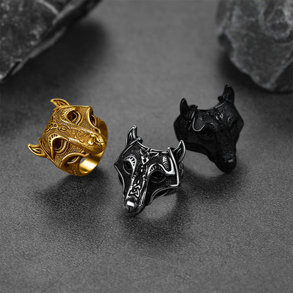 Viking Celtic Wolf Stainless Steel Ring for Men