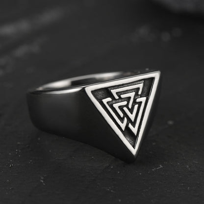 Stainless Steel Viking Valknut Signet Ring for Men