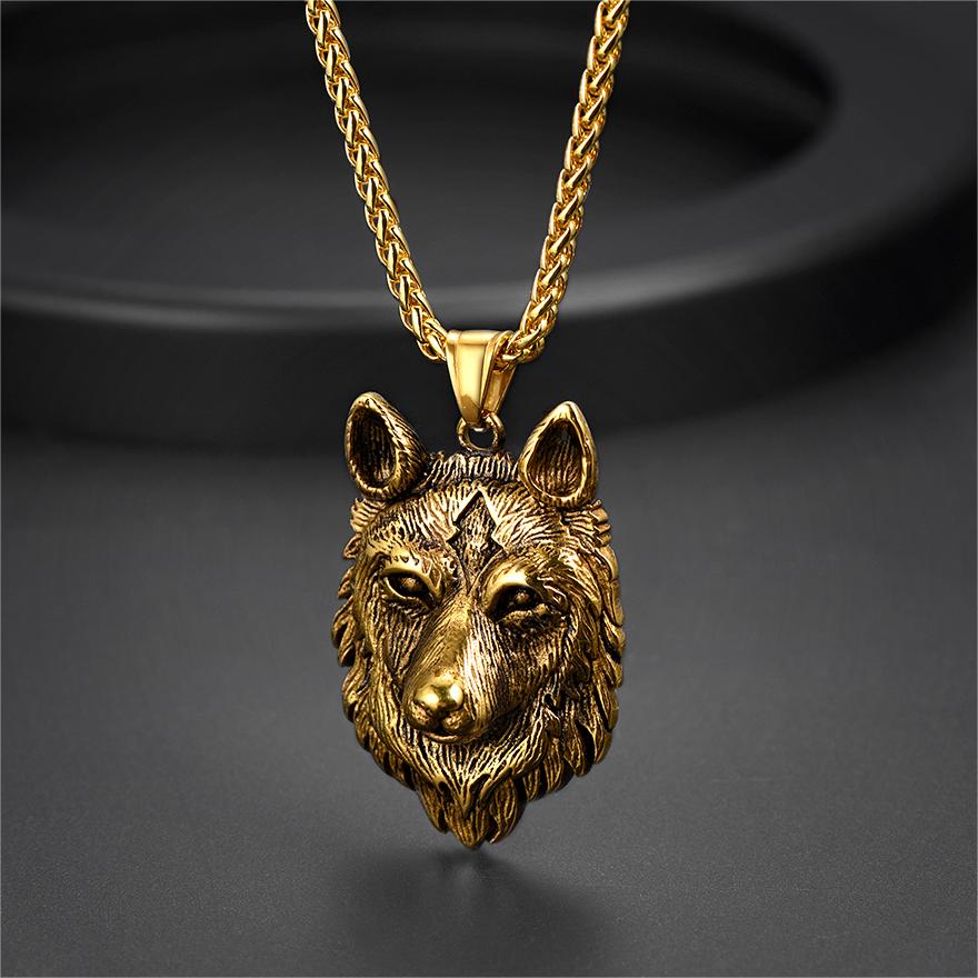 Viking Wild Wolf Pendant Necklace Norse Jewelry For Men
