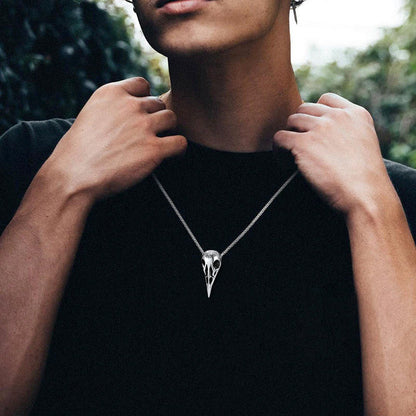 Raven Skull Necklace With Viking Compass for Men