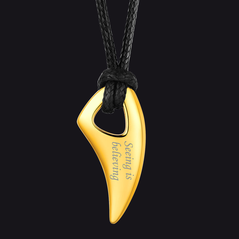 Norse Viking Wolf Tooth Spear Pendant Necklace for Men
