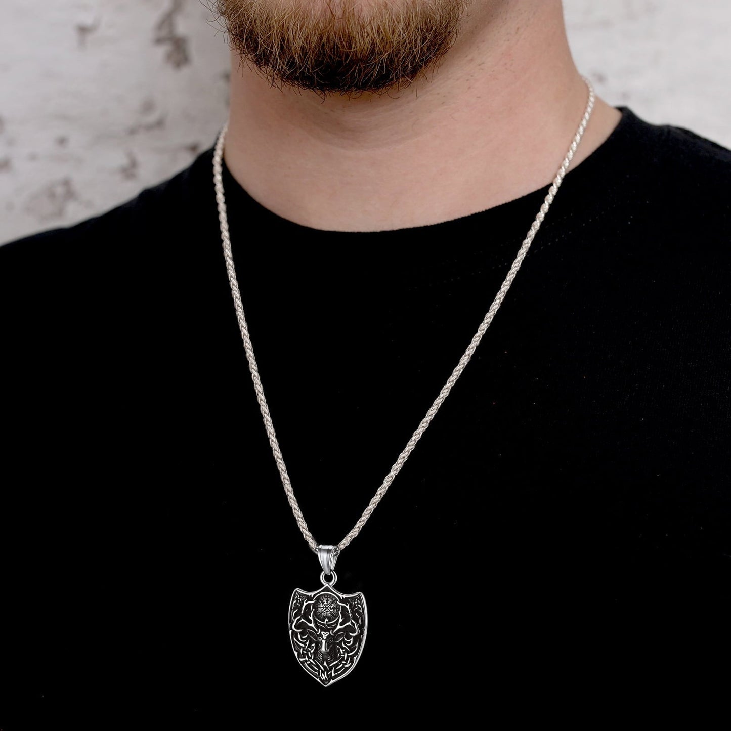 Norse Viking Compass Deer Necklace For Men