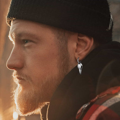 Gothic Raven Skull Dangle Hoop Earrings for Men Women