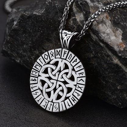 Irish Celtic Knot Necklace with Viking Runes For Men