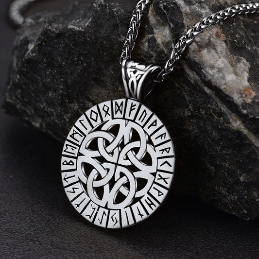 Irish Celtic Knot Necklace with Viking Runes For Men