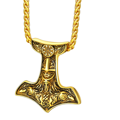Viking Thor's Hammer Necklace Odin Mjolnir Pendant for Men