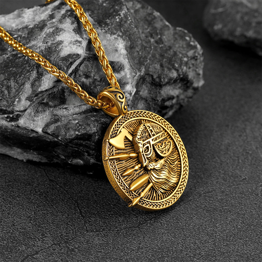 Norse Viking Odin Warrior Pendant Necklace for Men