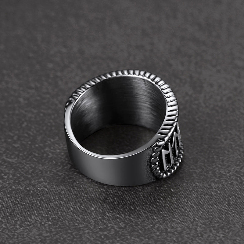 Norse Viking Valknut Ring with Rune for Men