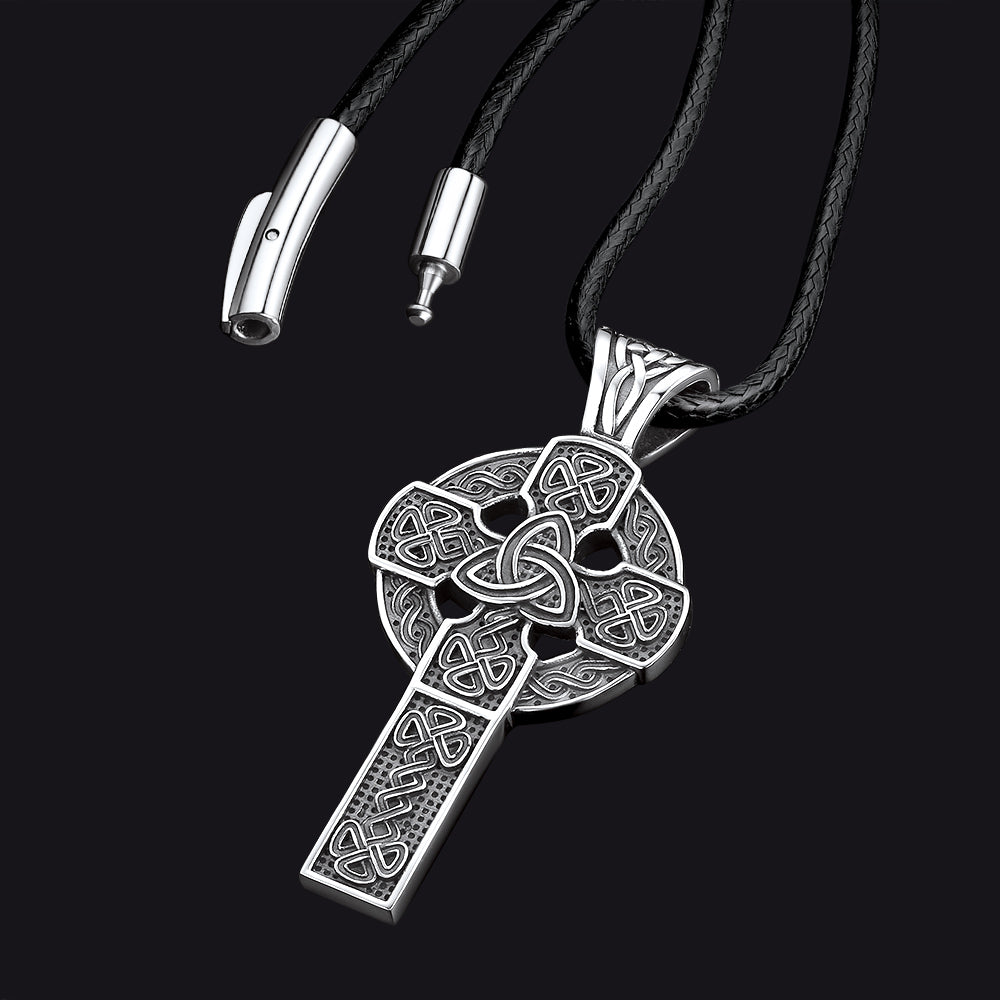 Irish Celtic Cross Necklace Pendant For Men Women