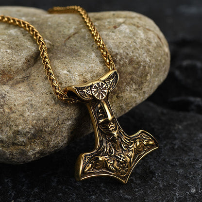Viking Thor's Hammer Necklace Odin Mjolnir Pendant for Men