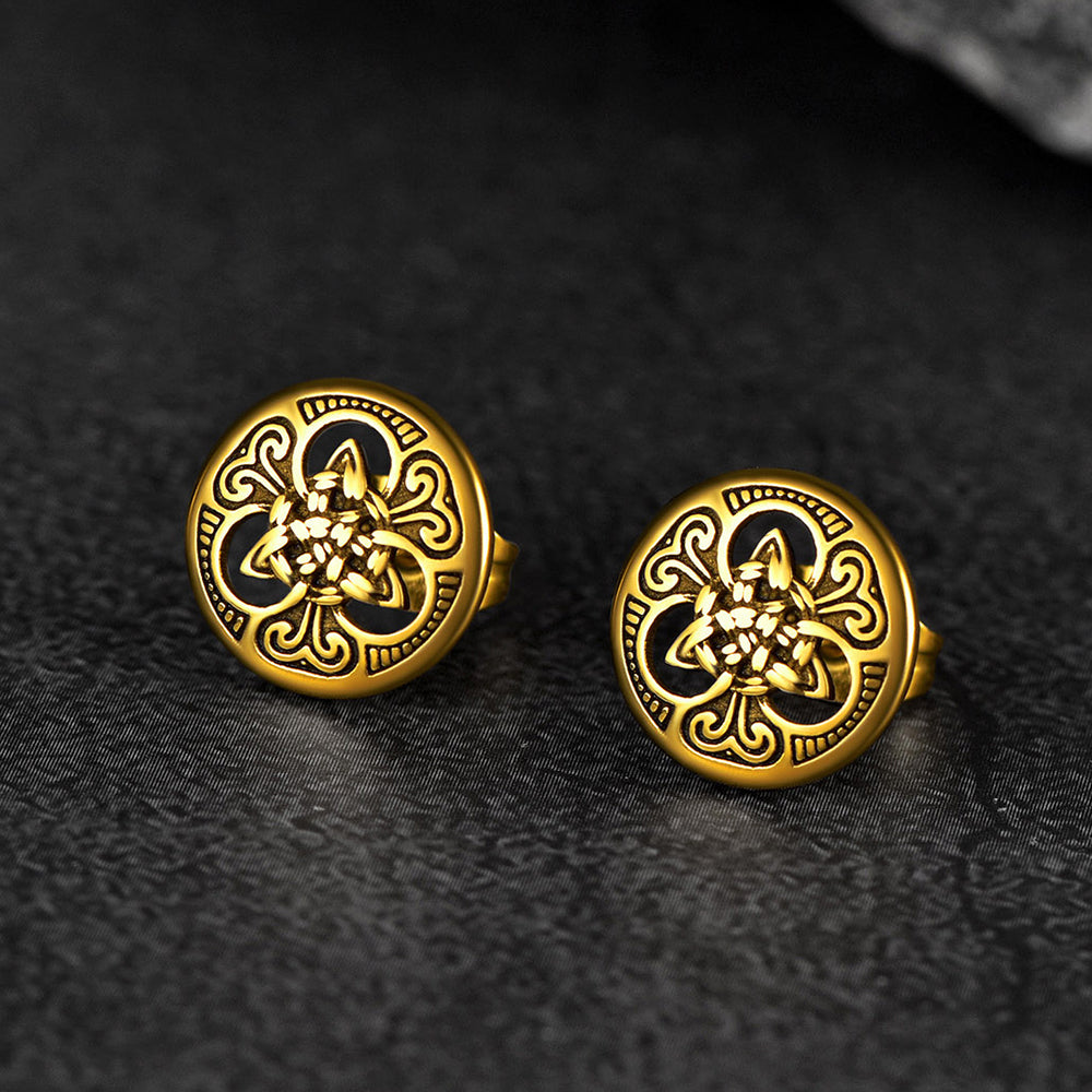 Round Irish Celtic Knot Stud Earrings For Men