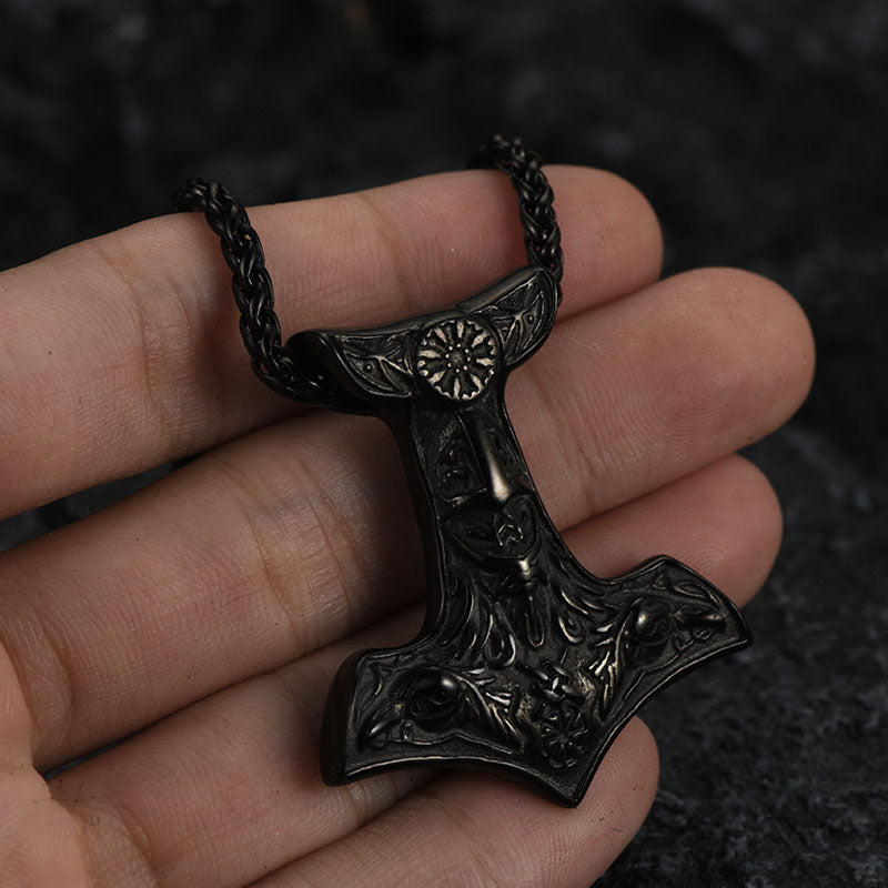 Viking Thor's Hammer Necklace Odin Mjolnir Pendant for Men