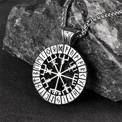 Viking Runes Vegvisir Compass Necklace Pendant For Men