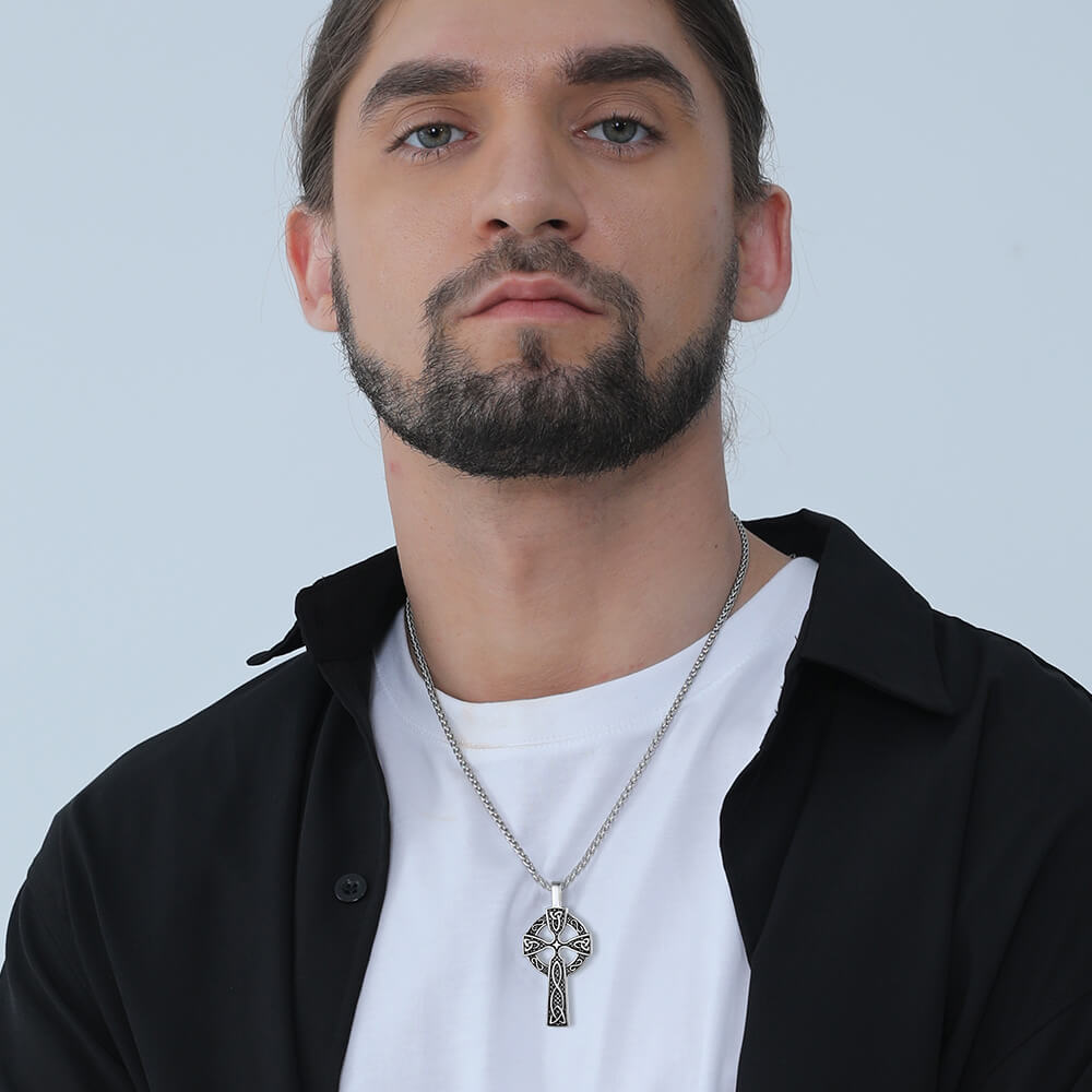 Large Celtic Cross Necklace Pendant For Men Women