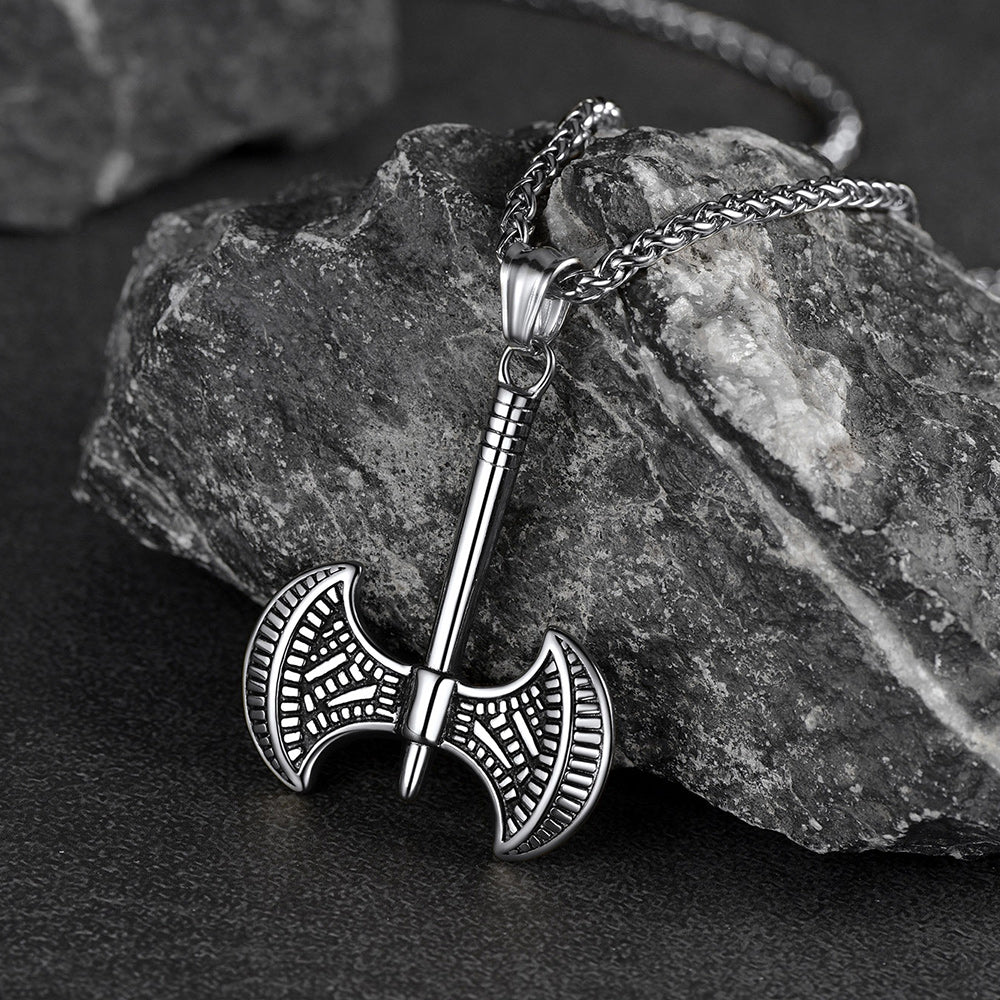 Viking Solid Axe Necklace Amulet Pendant Gift for Men Boys