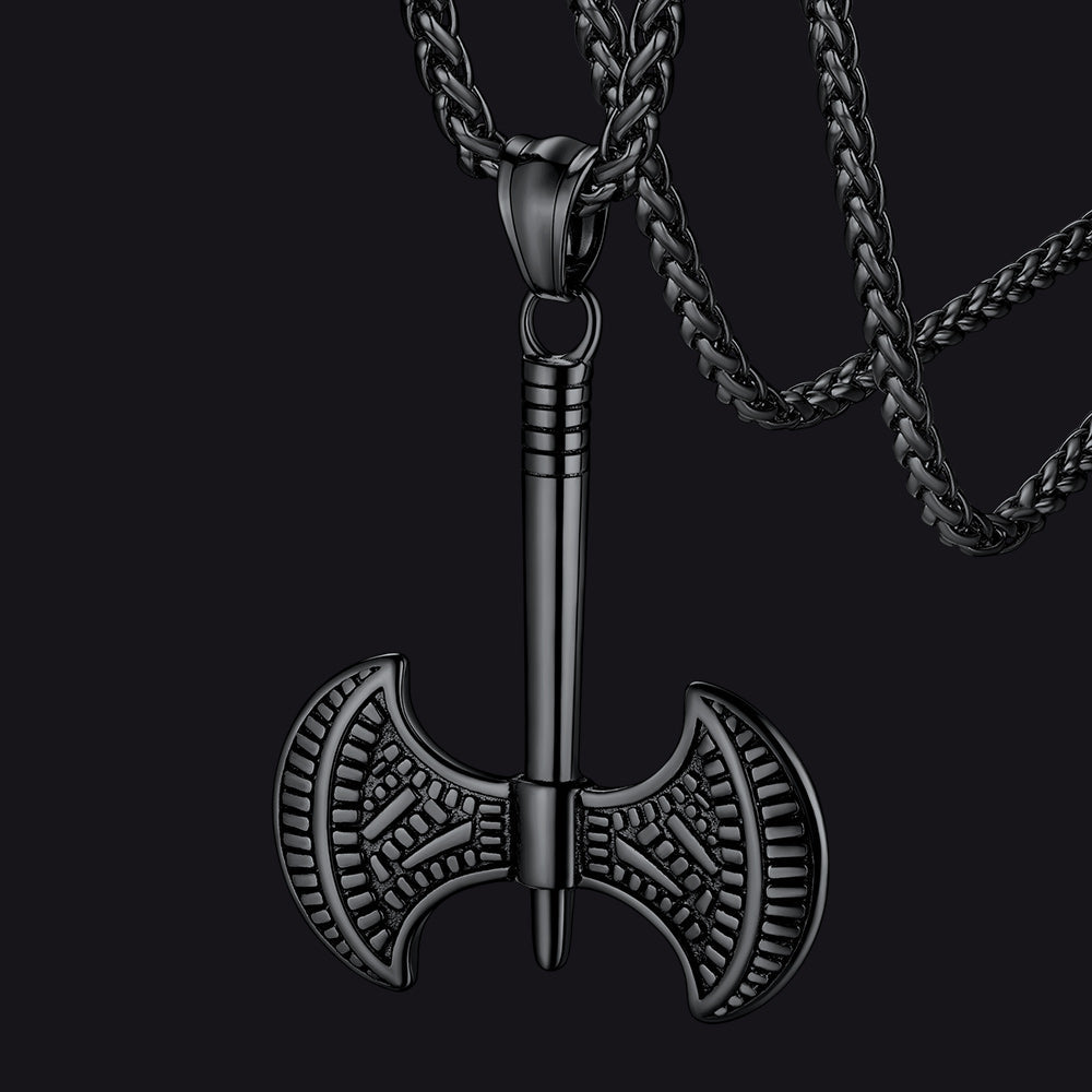 Viking Solid Axe Necklace Amulet Pendant Gift for Men Boys