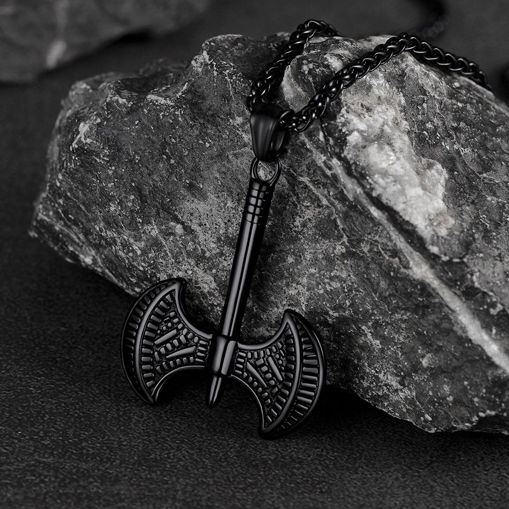 Viking Solid Axe Necklace Amulet Pendant Gift for Men Boys