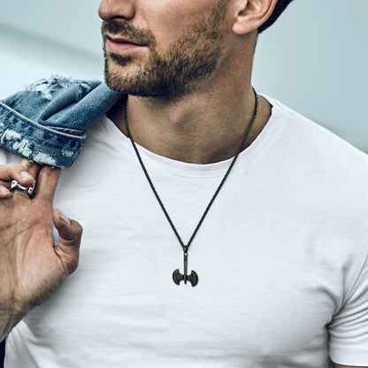 Viking Solid Axe Necklace Amulet Pendant Gift for Men Boys