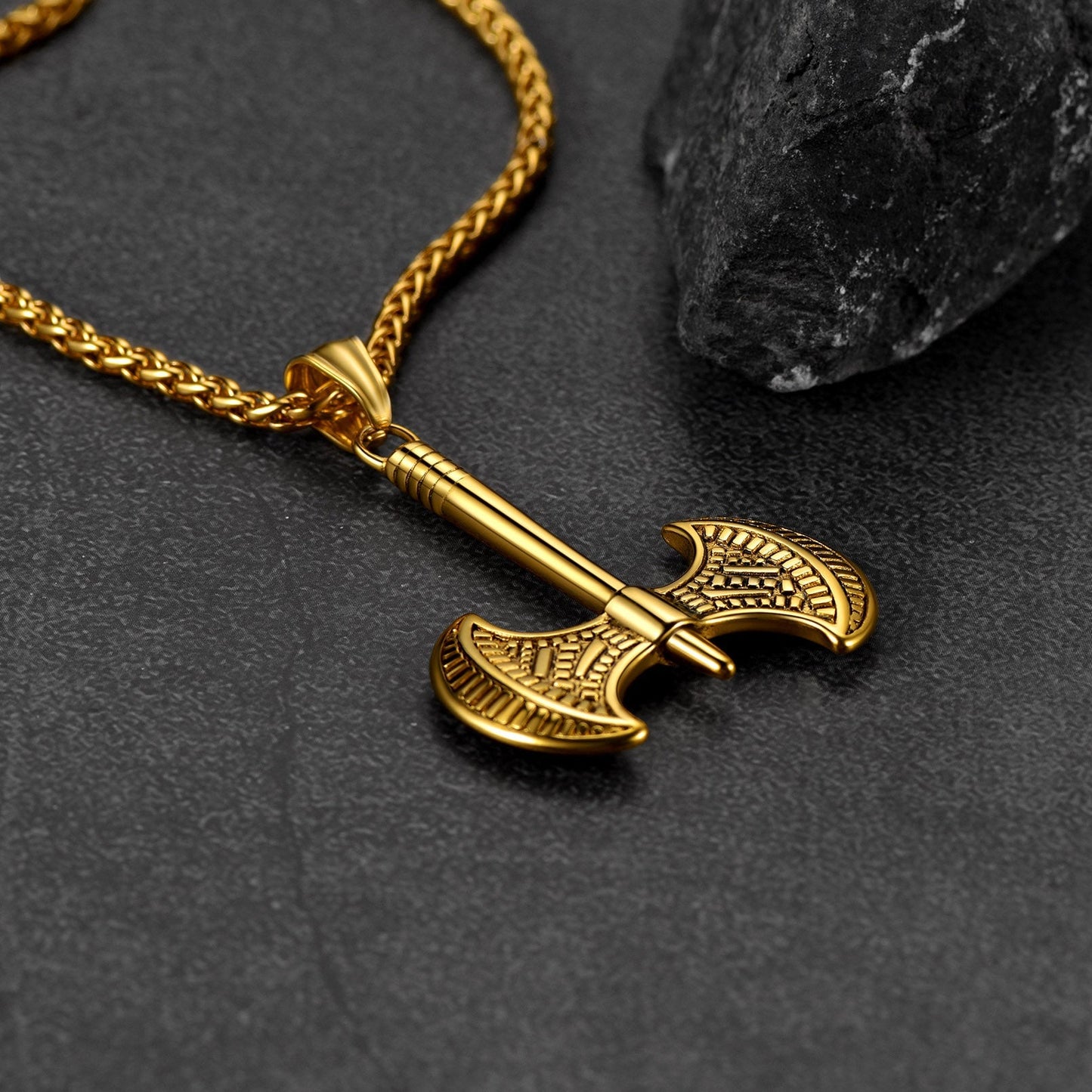 Viking Solid Axe Necklace Amulet Pendant Gift for Men Boys