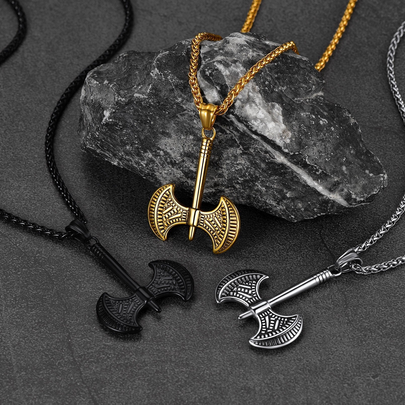 Viking Solid Axe Necklace Amulet Pendant Gift for Men Boys