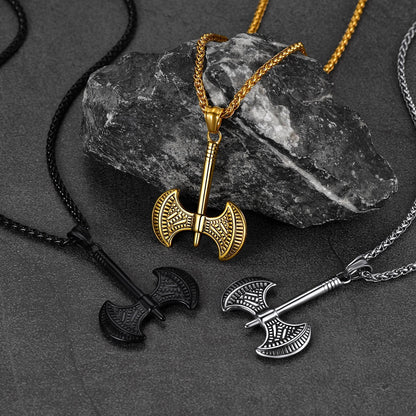 Viking Solid Axe Necklace Amulet Pendant Gift for Men Boys