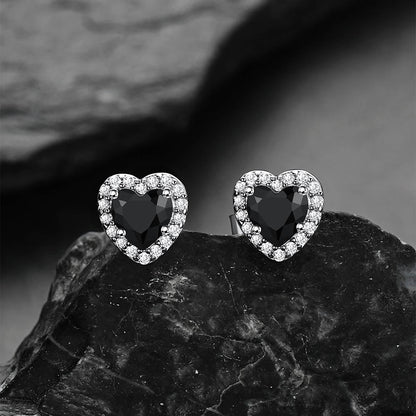 Sterling Silver Birthstone Heart Halo Stud Earrings for Women